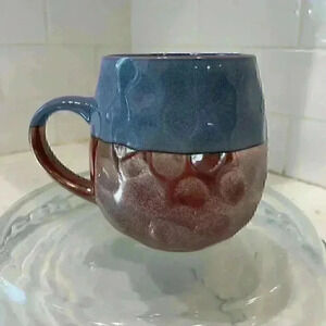 Boston warehouse trading corp. Coffee Mug Tea Cup Stoneware Gold and Blue Split
